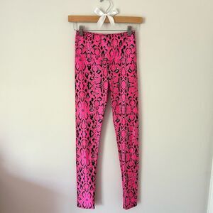 Gold Sheep Hot Pink and Black Snake Print High Waist Leggings